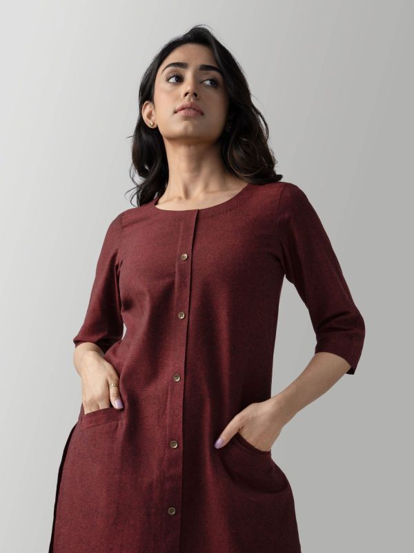 Maroon Slit Tunic Co-ord